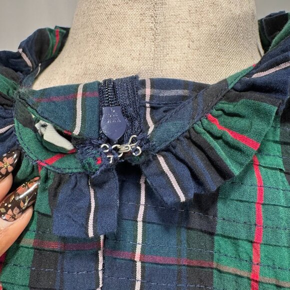 Crown & Ivy Navy Red Tartan Plaid Eyelet Hem Christmas Holiday Midi Dress SZ 16 - Picture 12 of 15